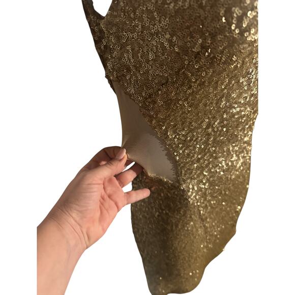 TFNC London Gold Sequins Mini Dress Women’s XS Stretchy Sparkly Homecoming Party - Picture 14 of 16